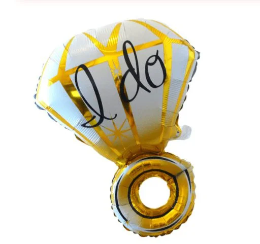 Diamantring Folieballong “I DO” Guld