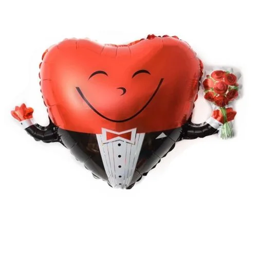 Folieballong Hjärtformad Med Rosor