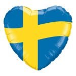 Folieballong – Hjärta med svenska flaggan