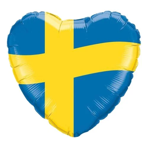 Folieballong - Hjärta med svenska flaggan